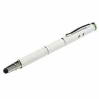 Długopis, wskaźnik, mini latarka, rysik do urządzeń z dotykowym ekranem, 4w1 Stylus, biały
