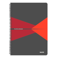 Kołonotatnik Office Card A4, w kratkę, czerwony