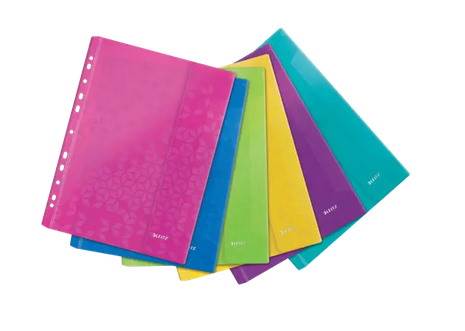 Koszulki z klapką Leitz WOW, miks kolorów, 200 mic. 6 szt./opak.