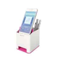 Kubek na długopisy Leitz WOW ze wzmacniaczem dźwięku, różowy