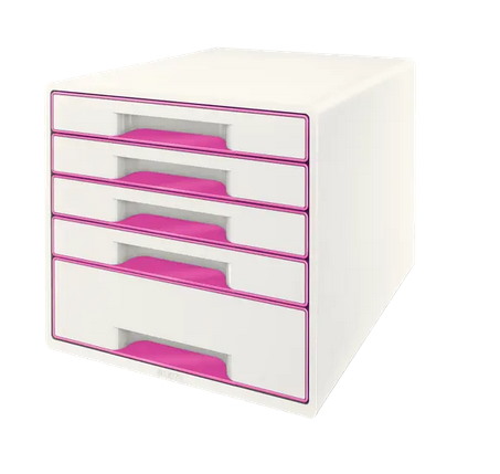 Pojemnik z 5 szufladami Leitz WOW, różowy