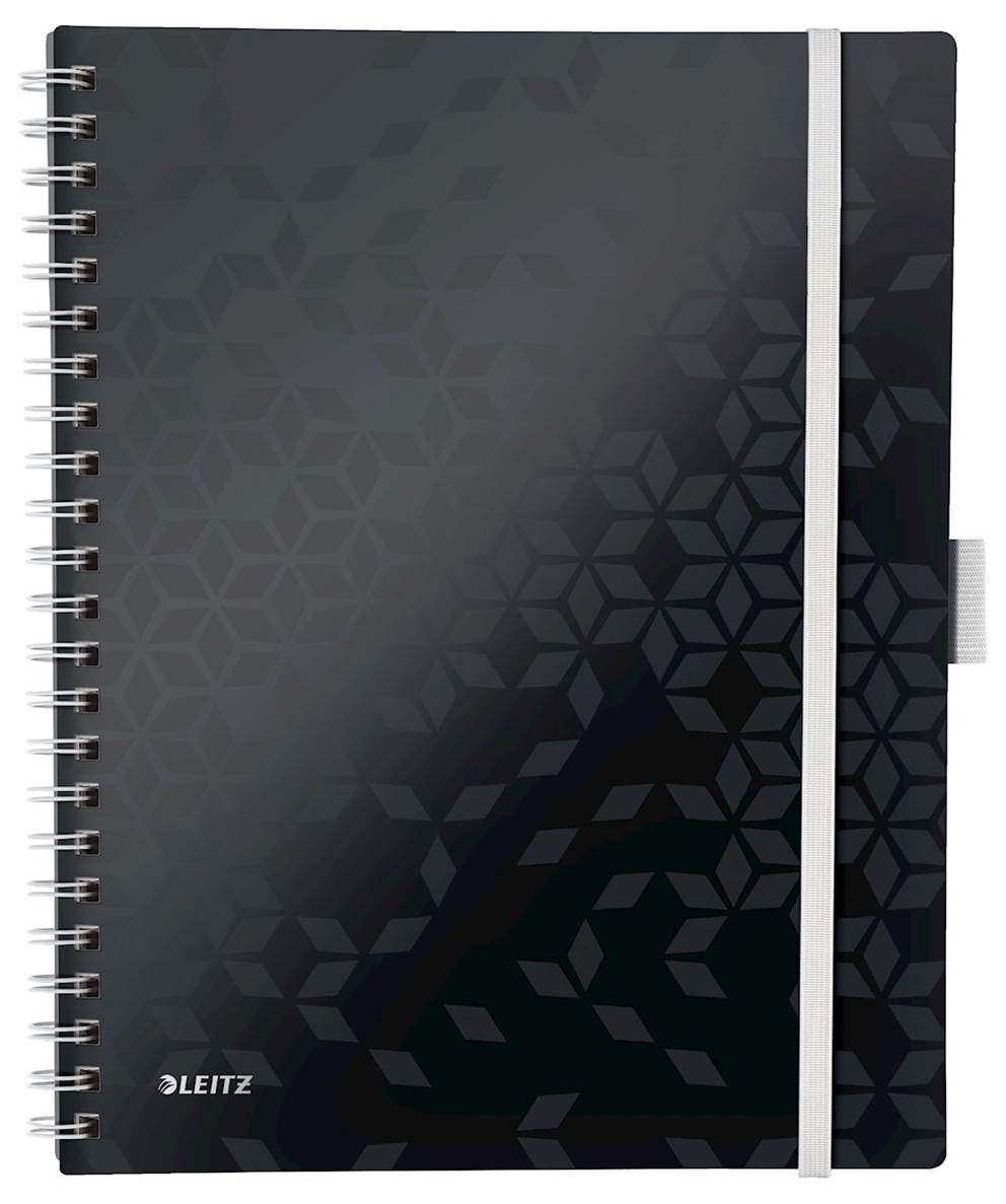 Kołonotatnik z 3 zakładkami  Be mobile  Leitz WOW A4, w kratkę, czarny