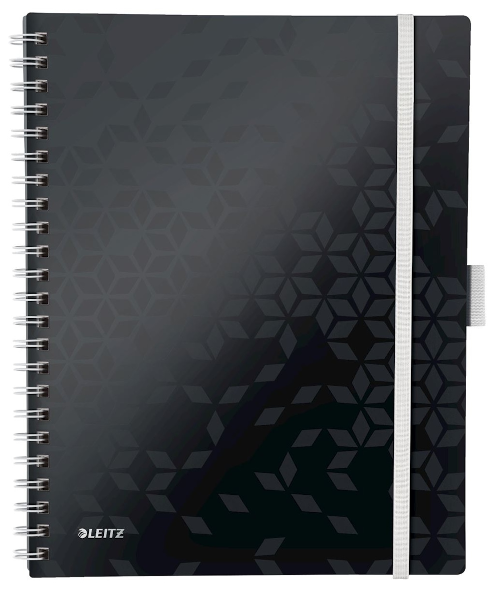 Kołonotatnik z 3 zakładkami  Be mobile  Leitz WOW A4, w kratkę, czarny