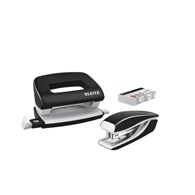 Zszywacz + dziurkacz metalowy Leitz Mini WOW, czarny, 10 lat gwarancji, 10 kartek