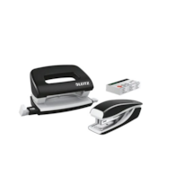 Zszywacz + dziurkacz metalowy Leitz Mini WOW, czarny, 10 lat gwarancji, 10 kartek