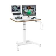 Małe biurko Leitz Ergo do pracy w pozycji siedzącej i stojącej, z elektryczną regulacją wysokości i funkcją przypominania o wstawaniu