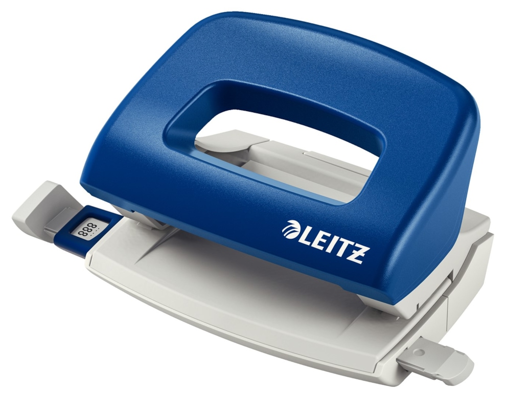 Dziurkacz mały Leitz, niebieski, 3 lata gwarancji, 10 kartek