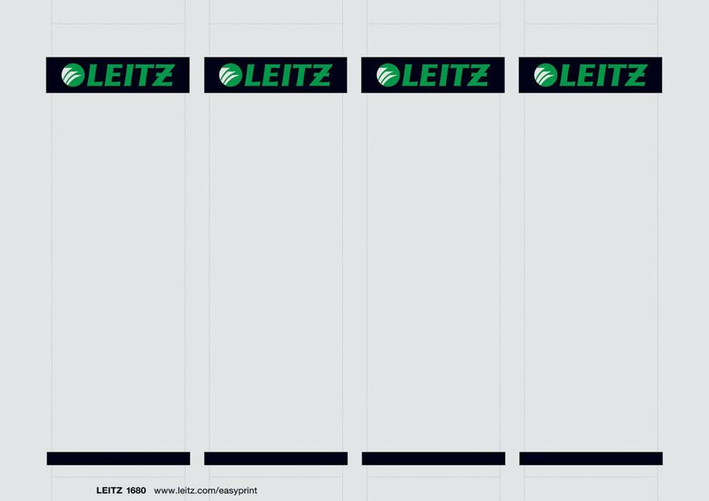 Etykiety grzbietowe PC, szerokie do segreg. Leitz, 56X190 mm, 100 szt., szare, kartonowe (25x4)