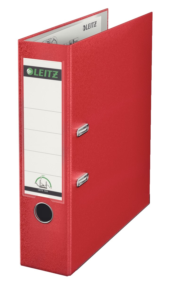 Segregator Leitz A4 z mech. 180°, szer. 80 mm, czerwony