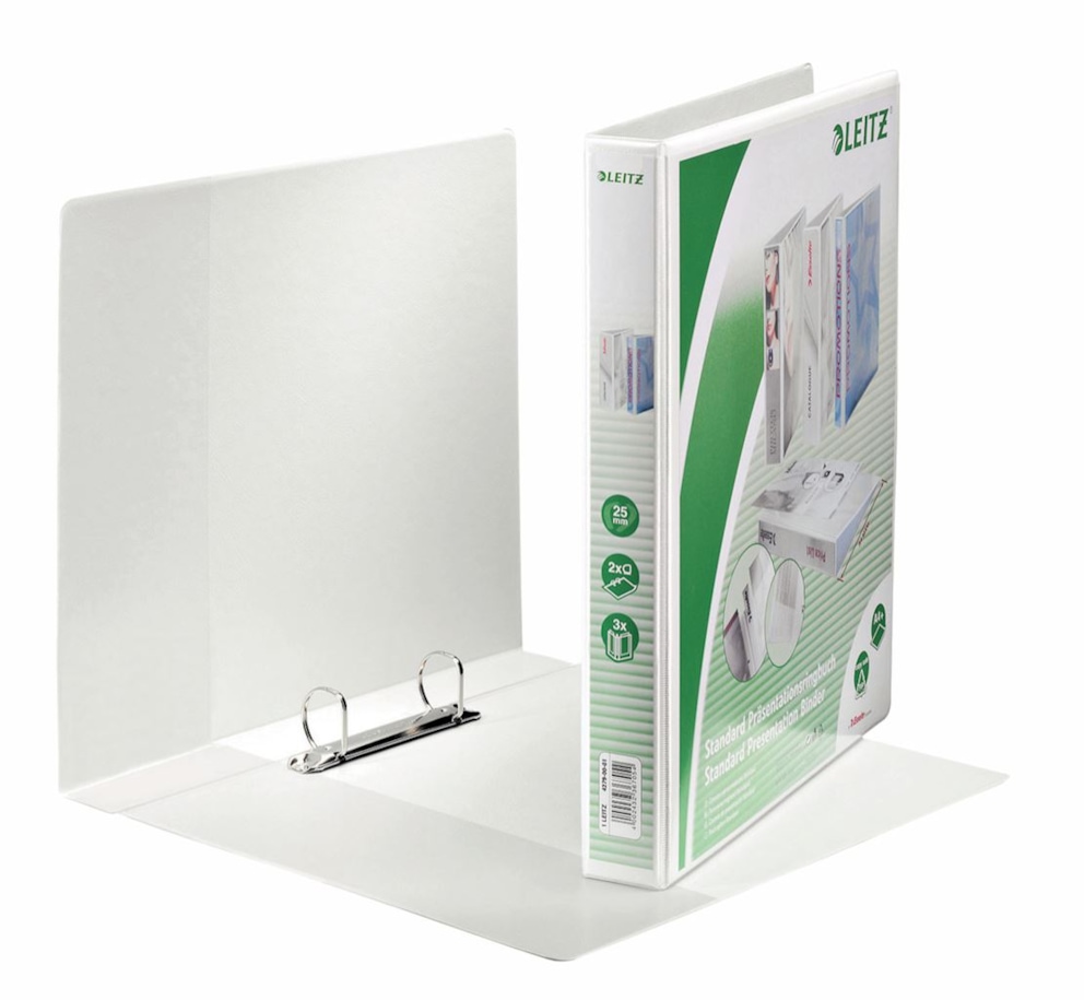 Segregator ofertowy Leitz Panorama standard, A4+, 2DR/25, grzbiet 44 mm, biały