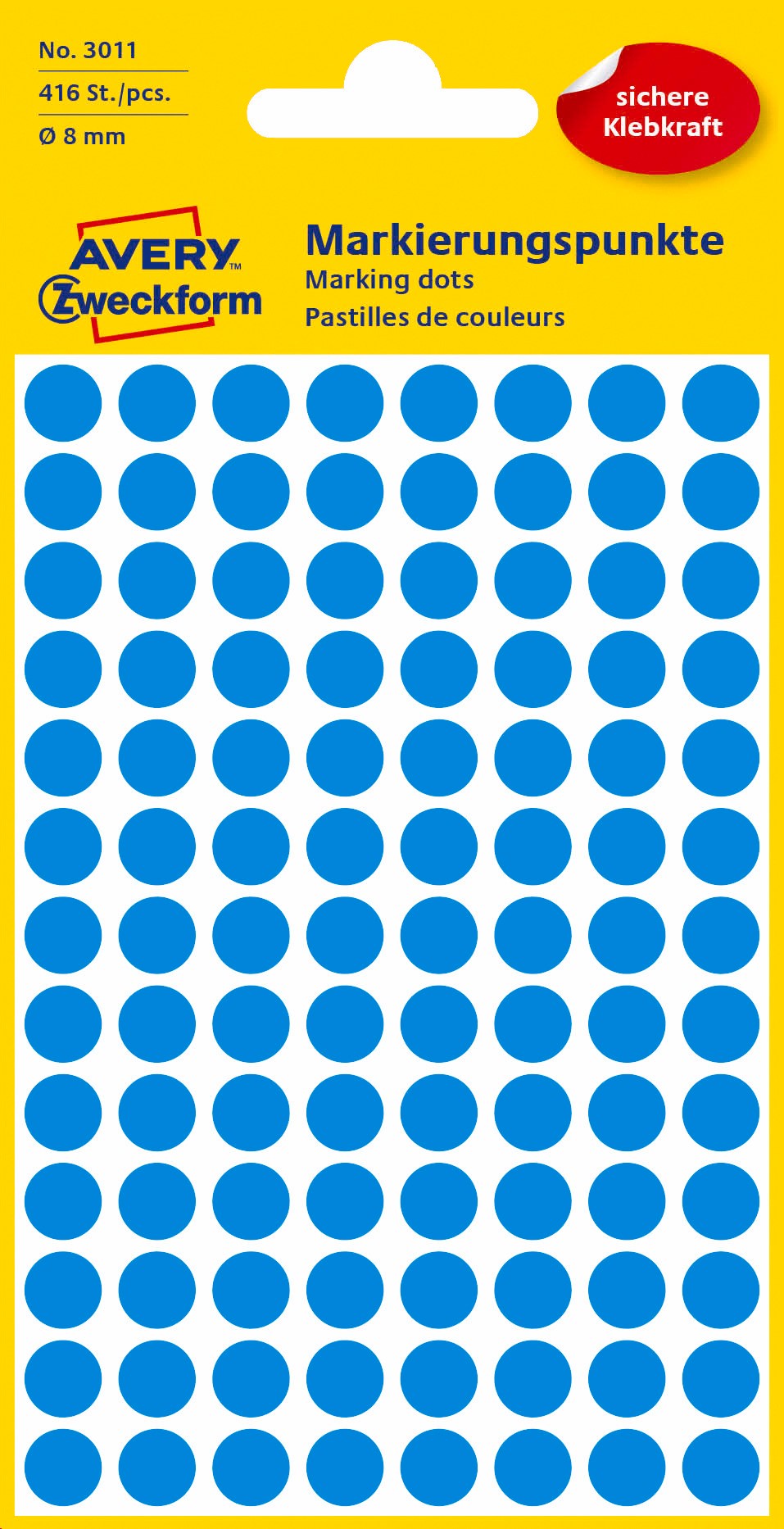Kółka do zaznaczania kolorowe; 416 etyk./op., O8 mm, niebieskie