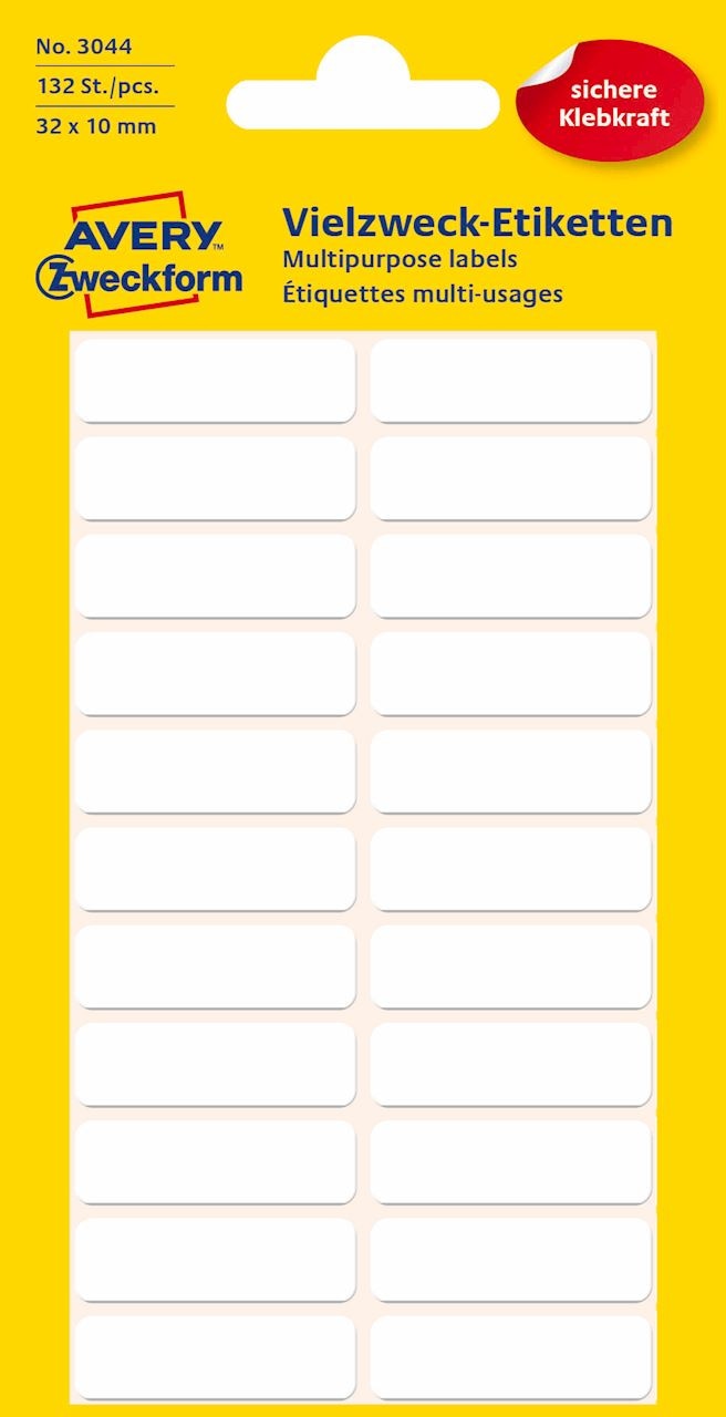 Białe minietykiety do opisywania ręcznego; 132 etyk./op., 32 x 10 mm, białe