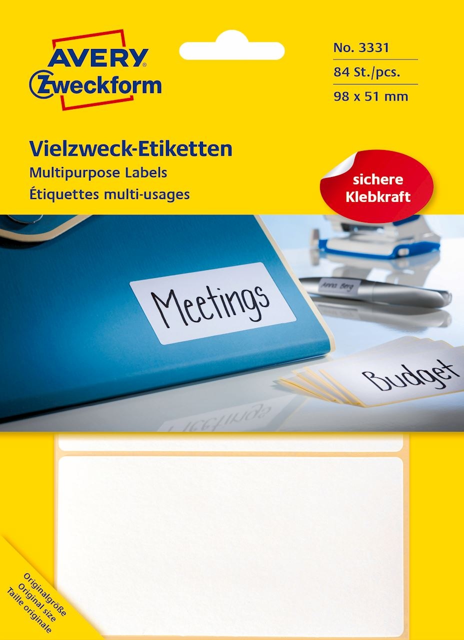 Trwałe minietykiety do opisywania ręcznego; 84 etyk./op., 98 x 51 mm, białe