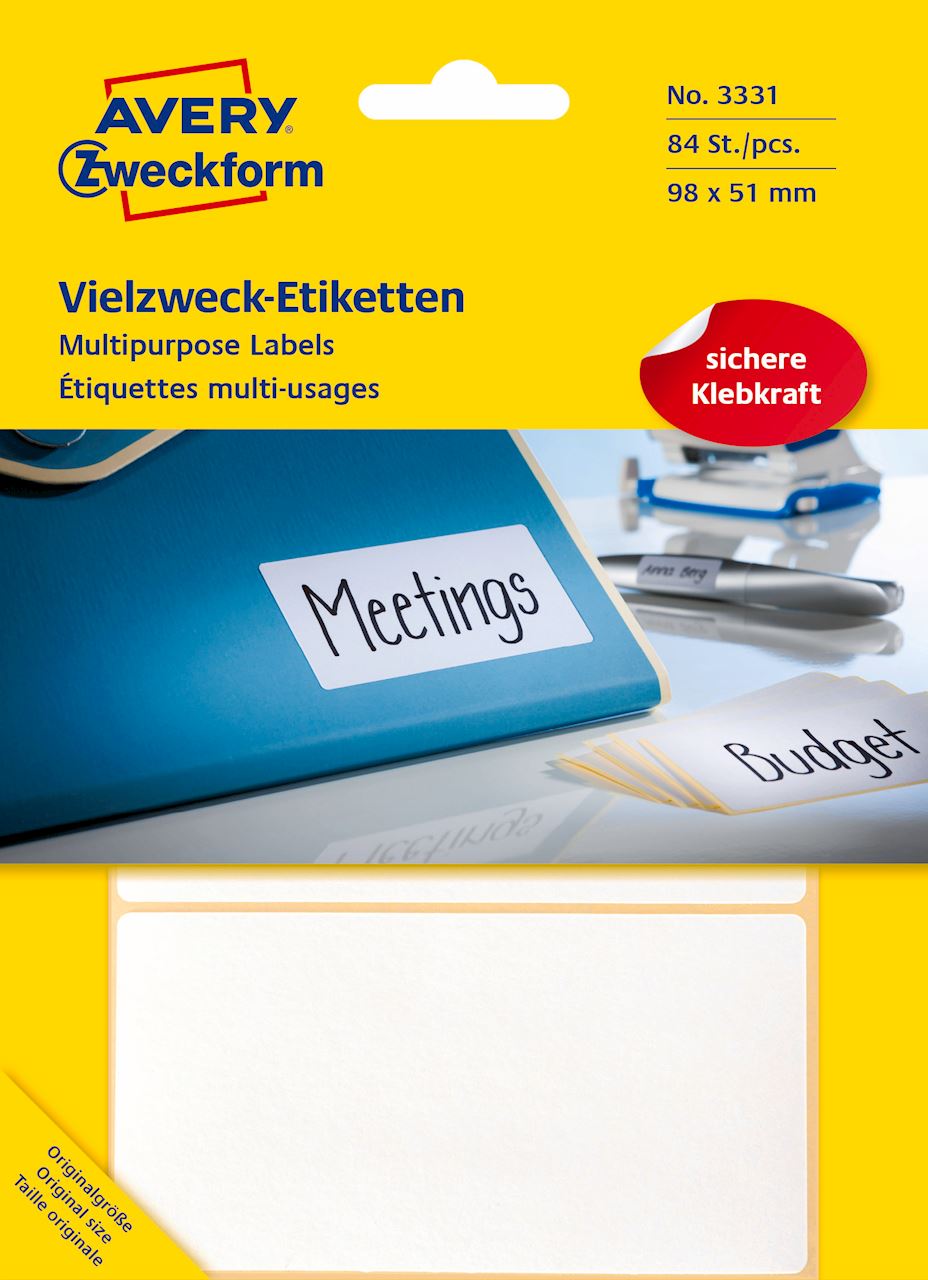 Trwałe minietykiety do opisywania ręcznego; 84 etyk./op., 98 x 51 mm, białe