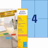 Etykiety trwałe kolorowe; A4, 100 ark./op., 105 x 148 mm, niebieskie