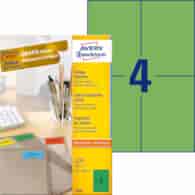 Etykiety trwałe kolorowe; A4, 100 ark./op., 105 x 148 mm, zielone