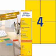 Etykiety trwałe kolorowe; A4, 100 ark./op., 105 x 148 mm, żółte
