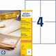 Trwałe recyklingowane etykiety uniwersalne; A4, 100 ark./op., 105 x 148 mm, białe