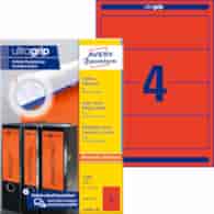 Etykiety na segregatory; A4, 100 ark./op., 61 x 192 mm, czerwone