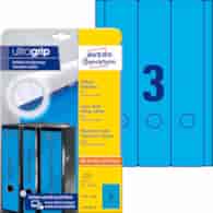 Etykiety na segregatory; A4, 20 ark./op., 61 x 297 mm, niebieskie