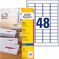 Etykiety adresowe białe; A4, 25 ark./op., 45,7 x21,2 mm, białe