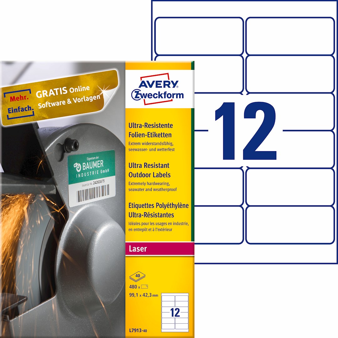 Etykiety polietylenowe ultra resistant, A4, 40 ark./op., 99,1x42,3mm