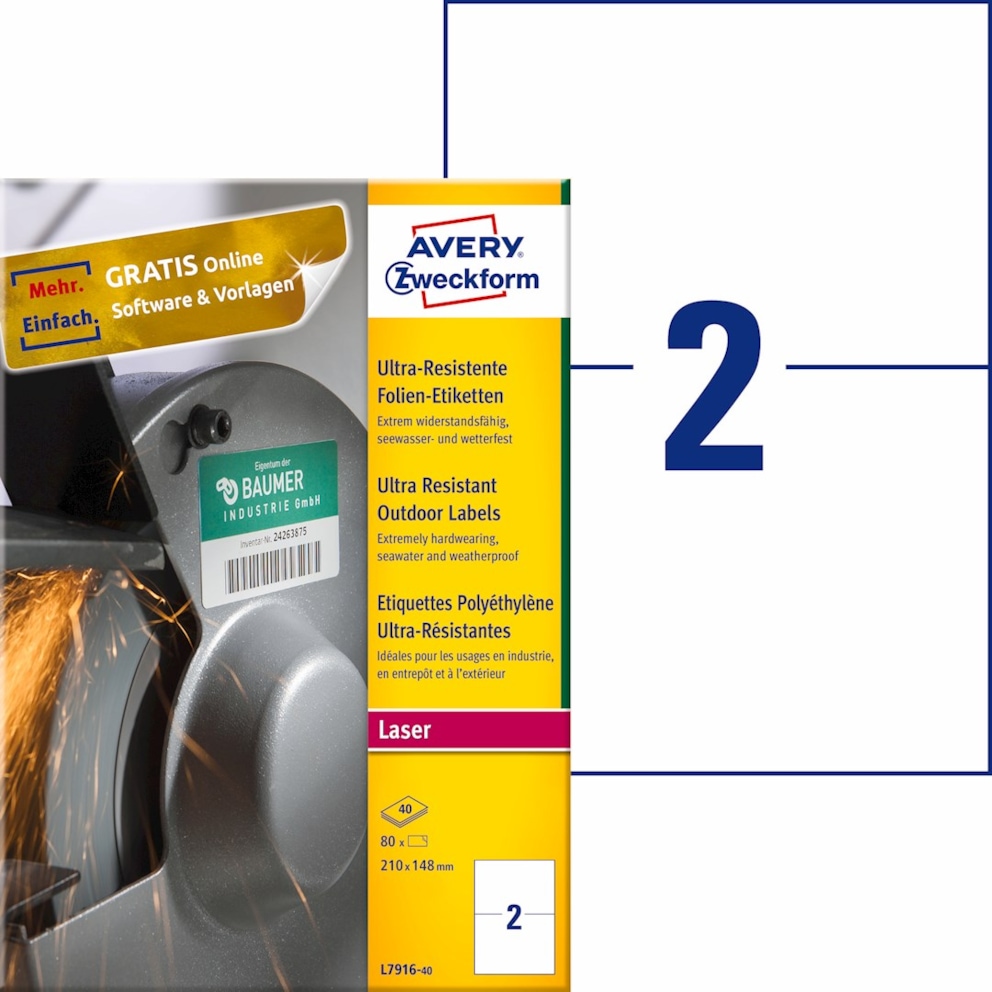 Etykiety polietylenowe ultra resistant, A4, 40 ark./op., 210x148mm