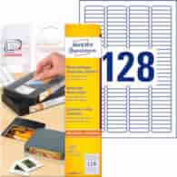 Etykiety na przezrocza; A4, 25 ark./op., 43,2 x 8,5 mm, białe, usuwalne