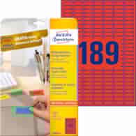 Etykiety usuwalne kolorowe; A4, 20 ark./op., 25,4 x 10 mm, czerwone