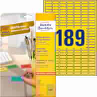 Etykiety usuwalne kolorowe; A4, 20 ark./op., 25,4 x 10 mm, żółte