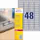 Etykiety znamionowe srebrne; A4, 100 ark./op., 45,7 x 21,2 mm, srebrne, poliestrowe