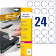 Etykiety zabezpieczające - plomby; A4, 20 ark./op., O40 mm, białe, poliestrowe
