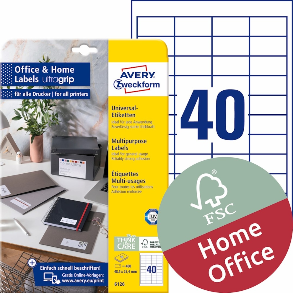 Etykiety uniwersalne, 48,5x25,4; A4; 10 ark./op.; białe