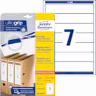 Recyklingowane etykiety na segregatory; A4, 25 ark./op., 38 x 192 mm, białe