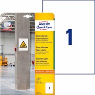 Etykiety papierowe do trudnych powierzchni, A4, 20 ark./op., 210 x 297 mm