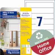 Recyklingowane etykiety na segregatory; A4, 10 ark./op., 38 x 192 mm, białe