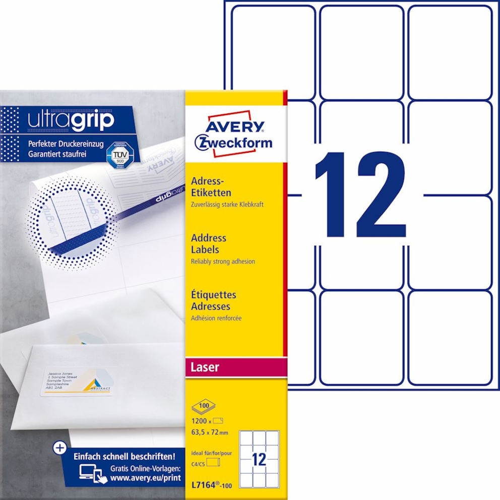 Etykiety adresowe białe; A4, 100 ark./op., 63,5 x 72 mm, białe