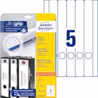 Etykiety na segregatory; A4, 10 ark./op., 38 x 297 mm, białe, wąskie