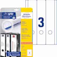 Etykiety na segregatory; A4, 10 ark./op., 61 x 297 mm, białe, szerokie