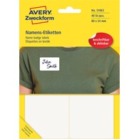 Samoprzylepne identyfikatory do opisu ręcznego, 10 ark/40 etyk.w opak, 80 x 54 mm, jedwab octanowy, usuwalne, białe, AVERY 51063