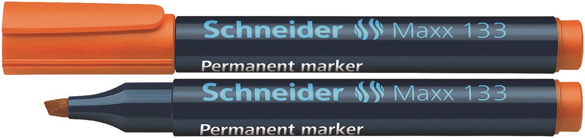 Marker permanentny SCHNEIDER Maxx 133, ścięty, 1-4 mm, pomarańczowy