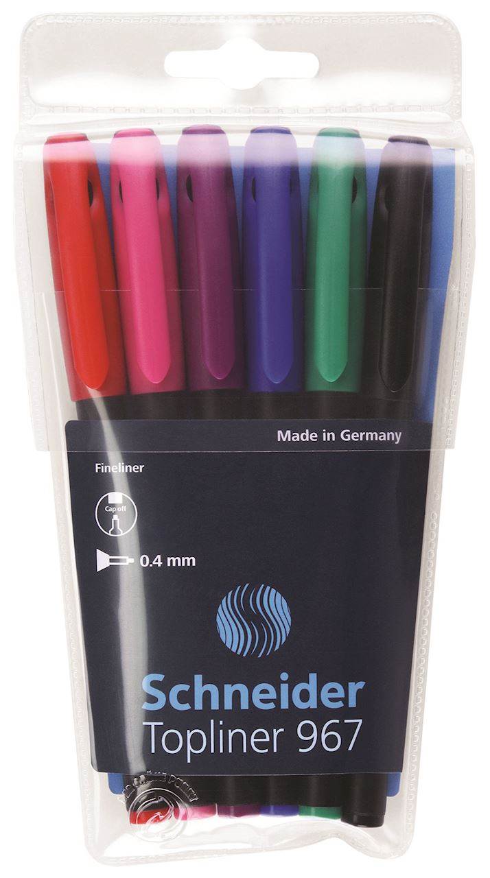 Zestaw cienkopisów SCHNEIDER Topliner 967, 0,4 mm, 6 szt., miks kolorów