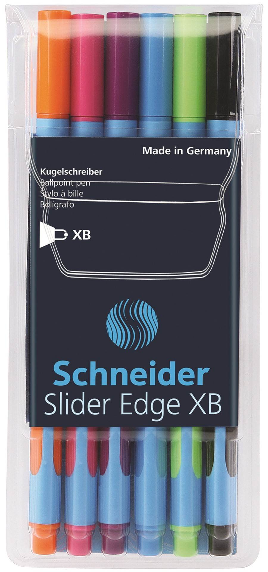 Zestaw długopisów w etui SCHNEIDER Slider Edge, XB, 6 szt., miks kolorów