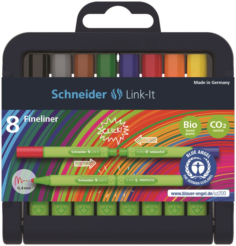 Flamaster SCHNEIDER Link-It, 1,0mm, stojak - podstawka, 8szt. mix kolorów