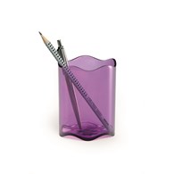 TREND pojemnik na długopisy purpurowy przezroczysty