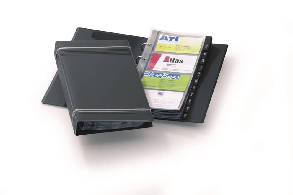 VISIFIX, album na 200 wizytówek, z przekładkami A-Z, wymienne kieszenie, PCV antracytowy