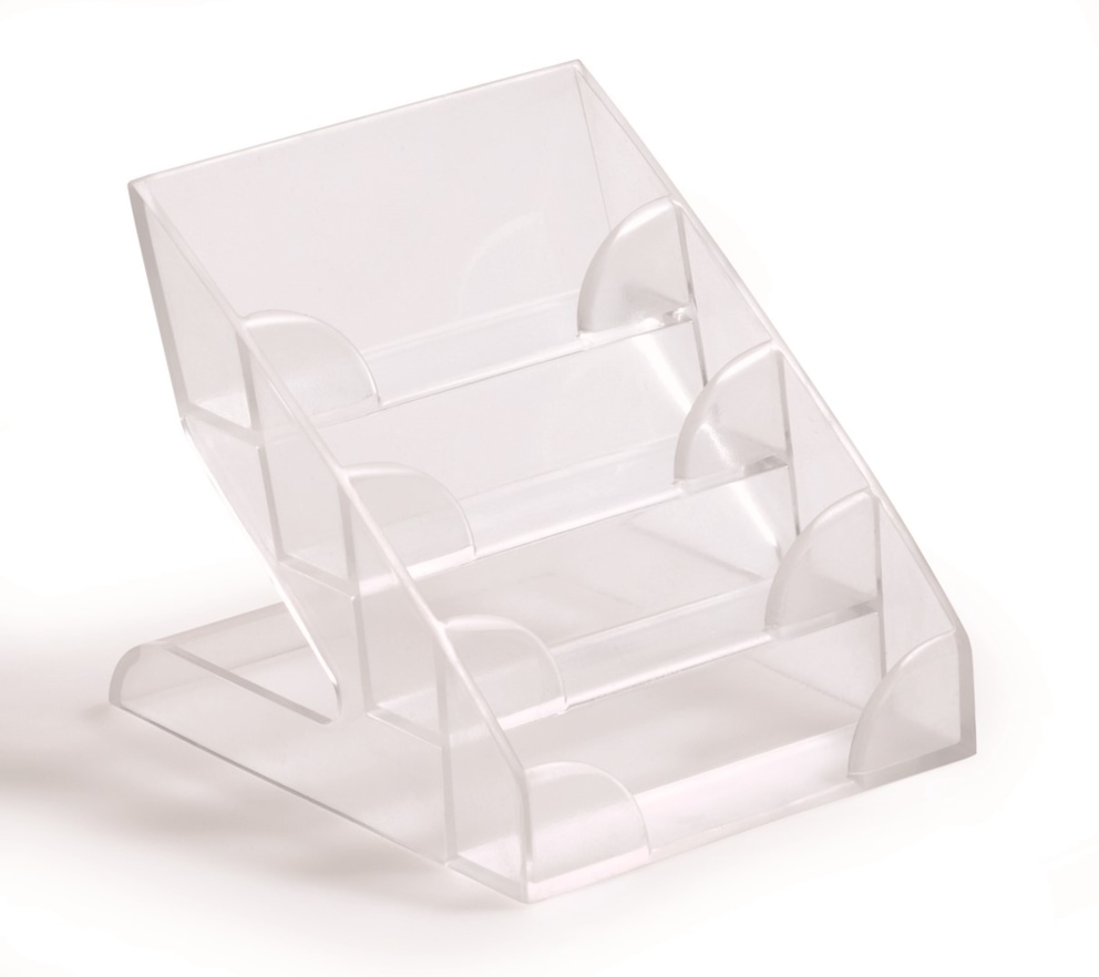 Business Card Display Box. Pojemnik na 240 wizytówek, 4 przegródki przezroczysty