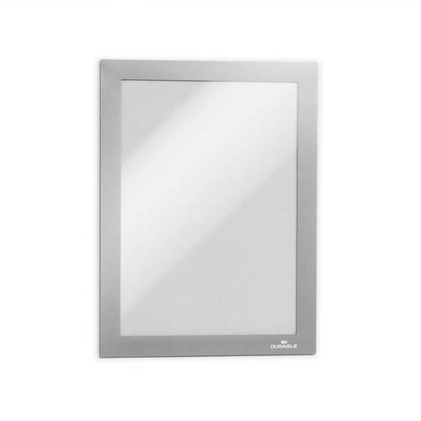 DURAFRAME A5  Samoprzylepna ramka informacyjna z uchylną przednią stroną, op. 10 szt. srebrny