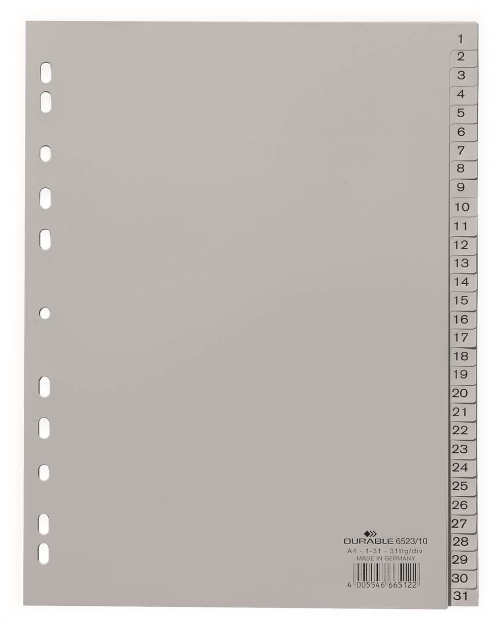 Przekładki PP A4 szare, nadrukowane indeksy, 1-31 szary