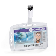 Etui do kart identyfikacyjnych 54x87 mm z klipem przezroczysty op. (25 szt.)